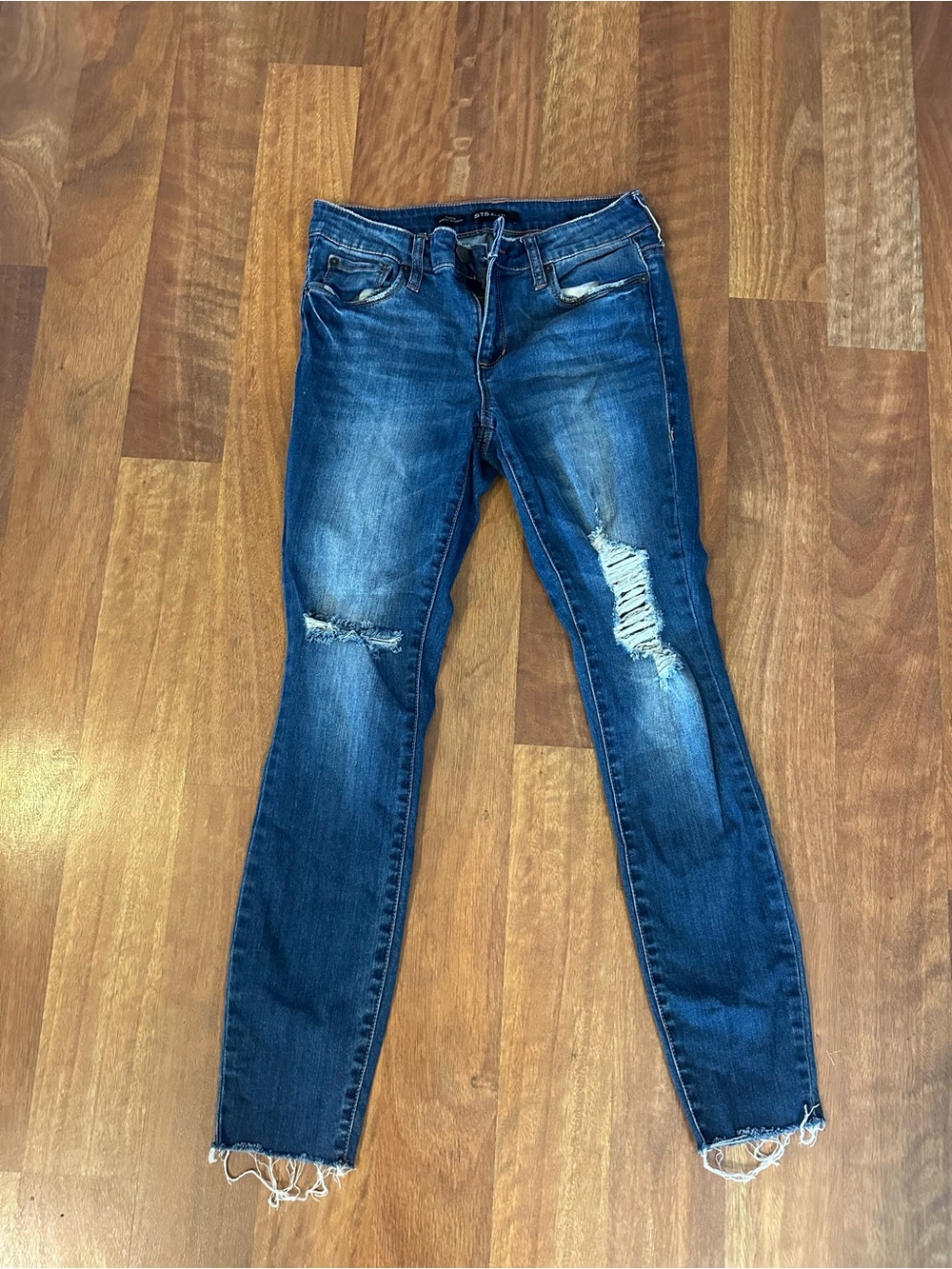 StsBlue High-Rise Dark Blue Distressed Skinny Jeans